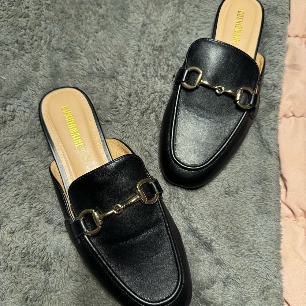Black Leather Loafers for Women